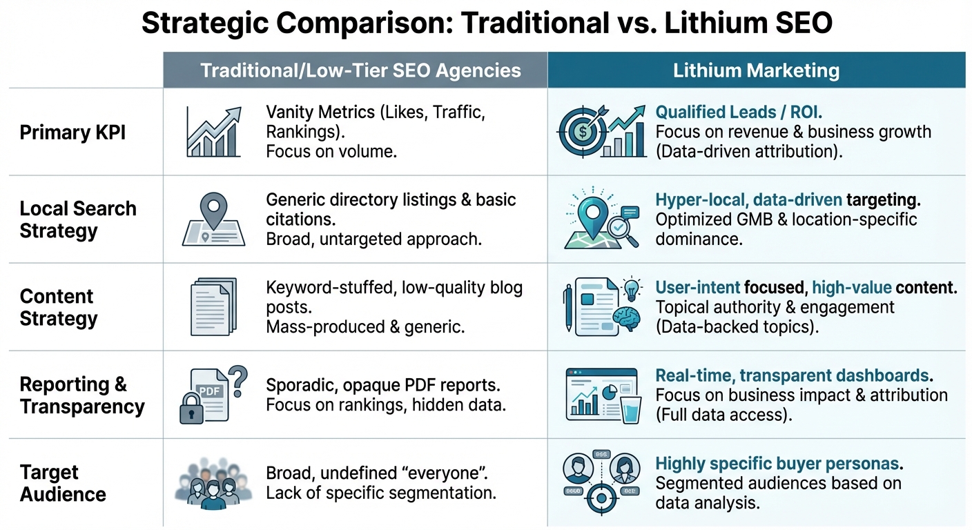 Strategic Comparison: Traditional vs. Lithium SEO